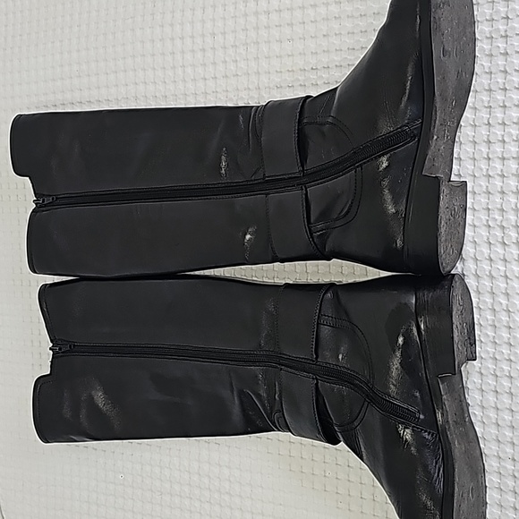 Secto Meucci Black Leather Tall Boots Slide zipper closure round toe Size 8N - Picture 5 of 15